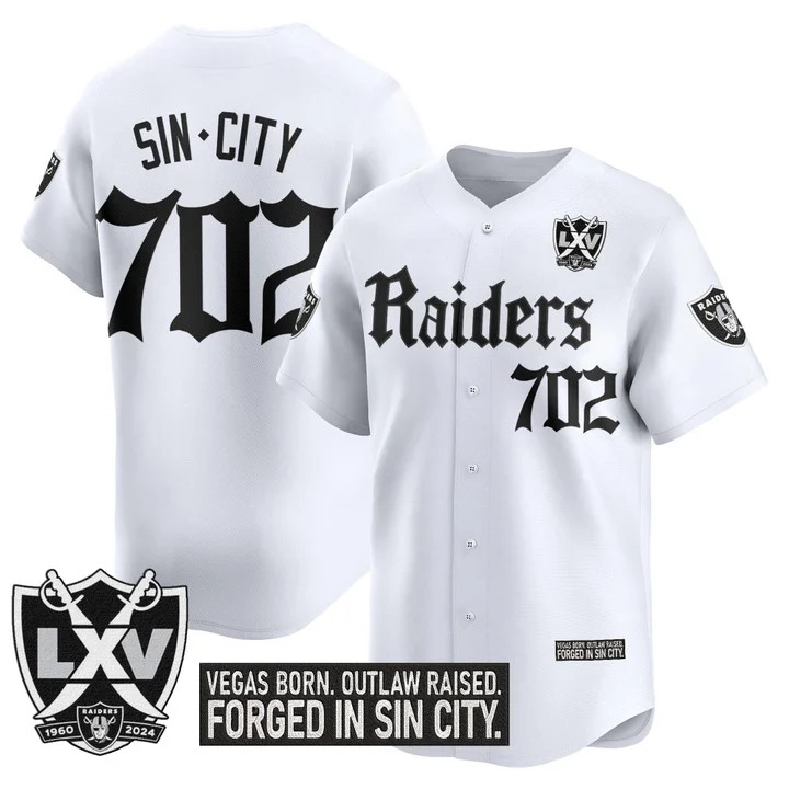 Men's Las Vegas Raiders 'Gothic Sin City Shadows Edition' Vapor Baseball Jersey white #702 Sincity