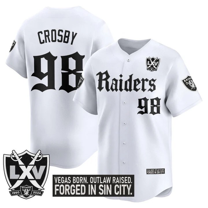 Men's Las Vegas Raiders 'Gothic Sin City Shadows Edition' Vapor Baseball Jersey white #98 Maxx Crosby
