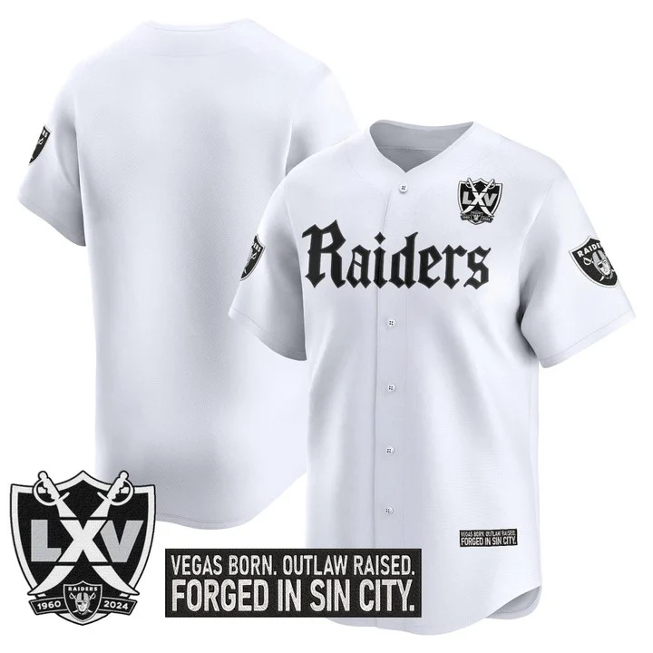 Men's Las Vegas Raiders 'Gothic Sin City Shadows Edition' Vapor Baseball Jersey white blank