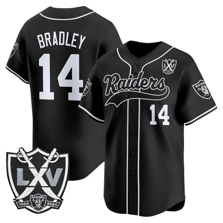 Men's Las Vegas Raiders 65th Anniversary Patch Vapor Baseball Jersey #14 Carter Bradley