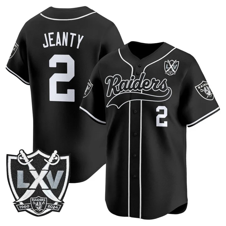Men's Las Vegas Raiders 65th Anniversary Patch Vapor Baseball Jersey #2 Asthon Jeanty