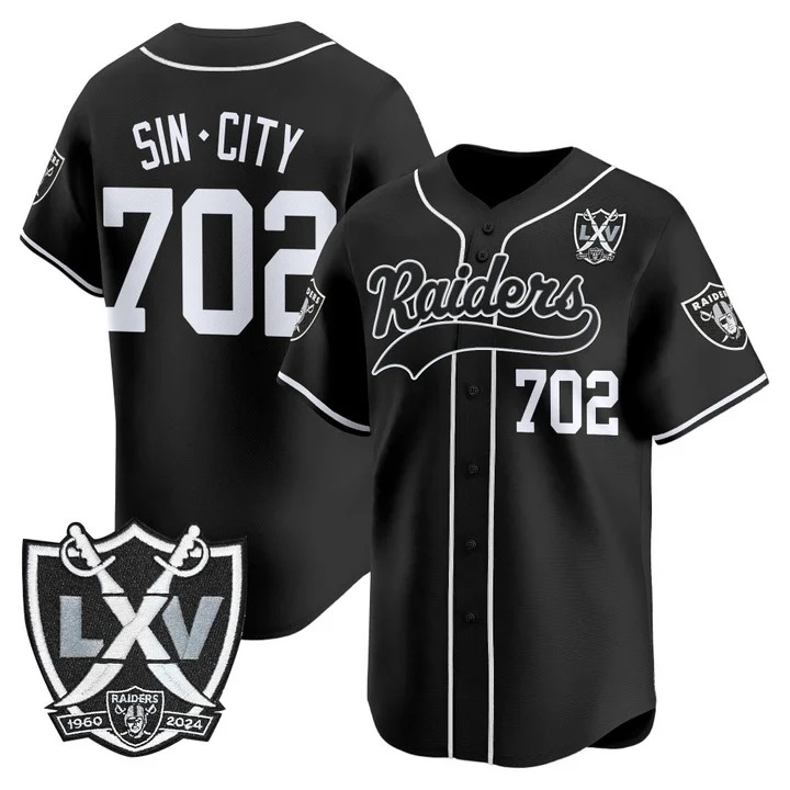Men's Las Vegas Raiders 65th Anniversary Patch Vapor Baseball Jersey #702 Sincity