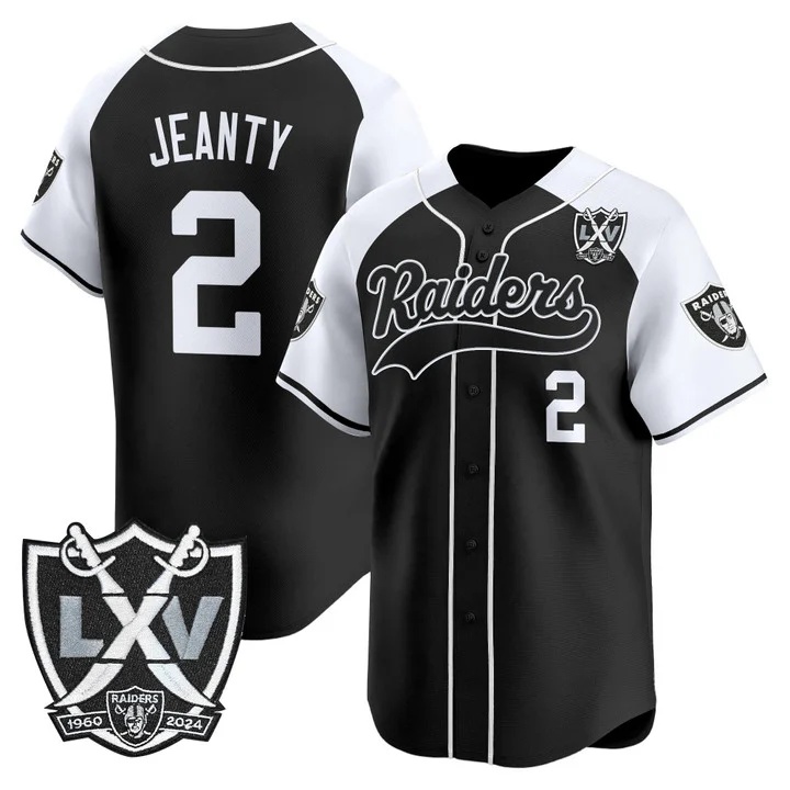 Men's Las Vegas Raiders 65th Anniversary Patch Vapor Baseball Jersey alternate #2 Asthon Jeanty