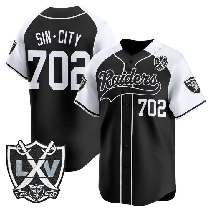 Men's Las Vegas Raiders 65th Anniversary Patch Vapor Baseball Jersey alternate #702 Sincity