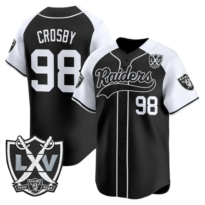Men's Las Vegas Raiders 65th Anniversary Patch Vapor Baseball Jersey alternate #98 Maxx Crosby