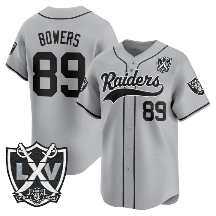 Men's Las Vegas Raiders 65th Anniversary Patch Vapor Baseball Jersey gray #89 Brock Bowers