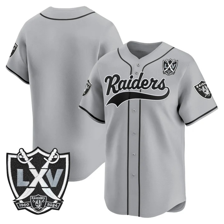 Men's Las Vegas Raiders 65th Anniversary Patch Vapor Baseball Jersey gray blank