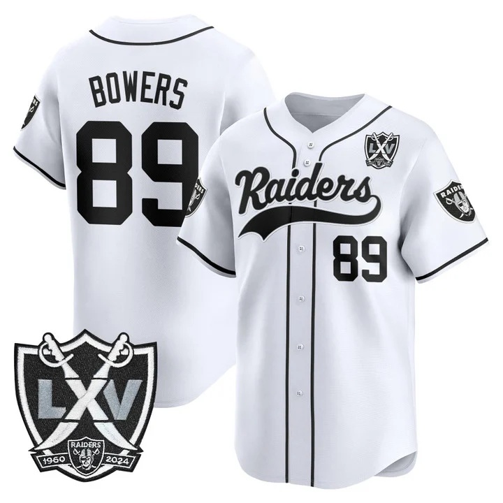 Men's Las Vegas Raiders 65th Anniversary Patch Vapor Baseball Jersey white #89 Brock Bowers