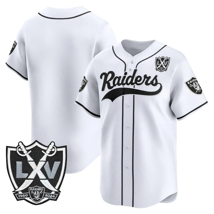 Men's Las Vegas Raiders 65th Anniversary Patch Vapor Baseball Jersey white blank