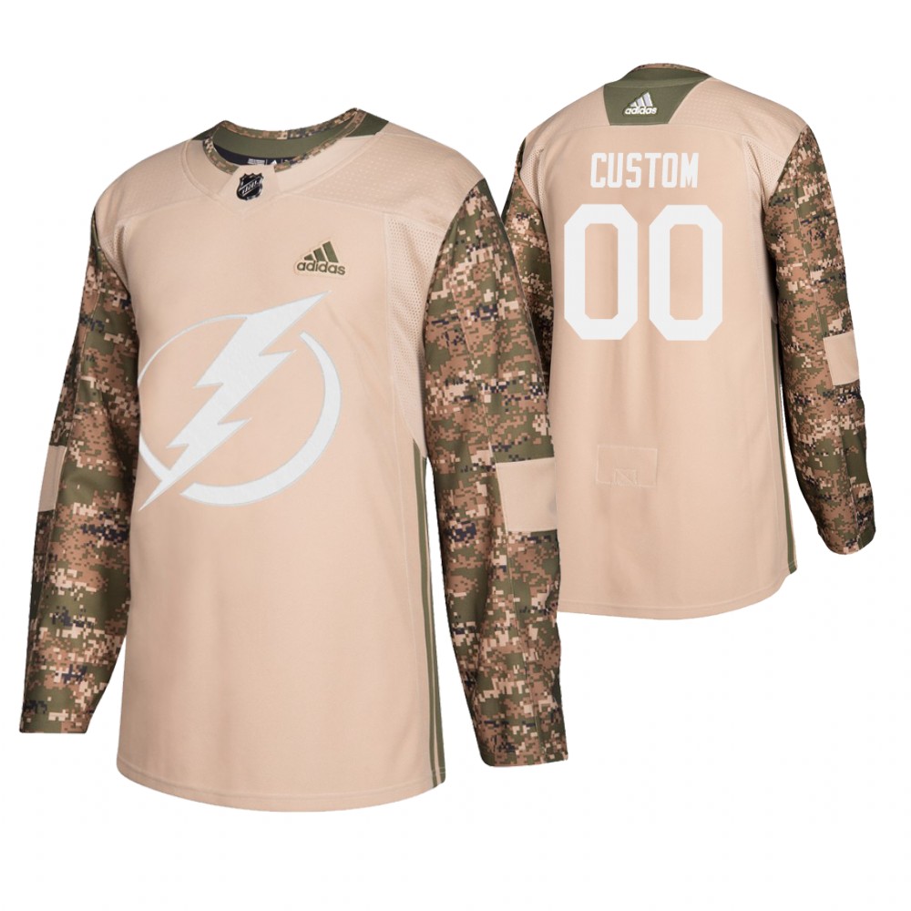 Men's Lightning #00 Custom Veterans Day Jersey - Camo