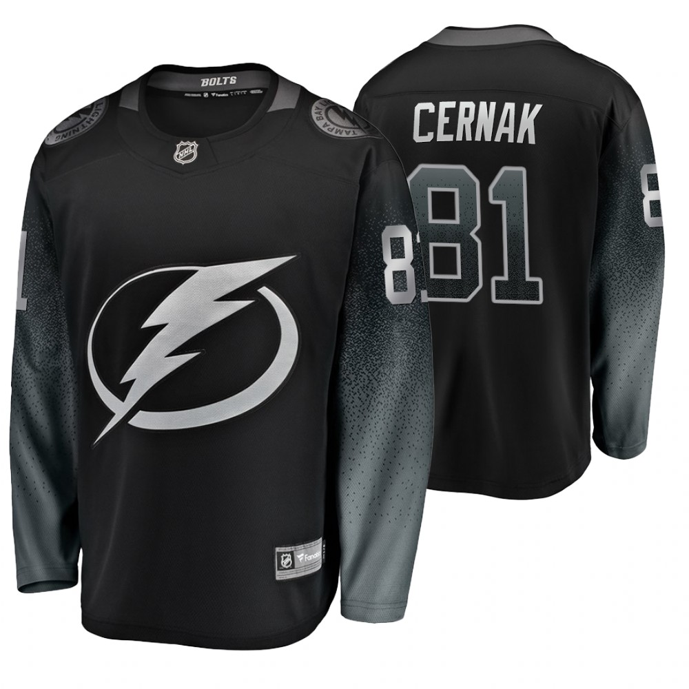 Men's Lightning #81 Erik Cernak Fanatics Branded Alternate Jersey Black