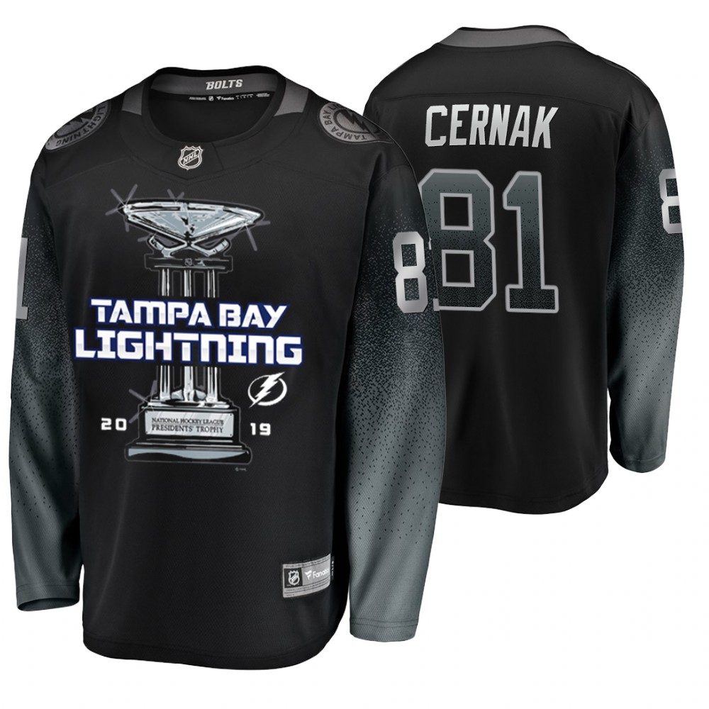 Men's Lightning 2019 Presidents' Trophy Winners Black Jersey Stitched jesey