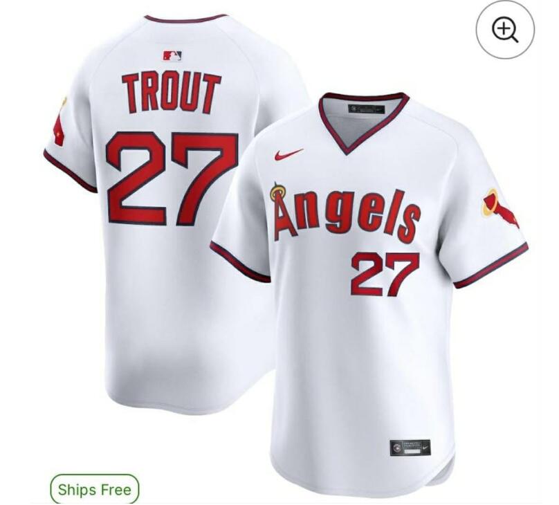 Men's Los Angeles Angels #27 Mike Trout White Stitched MLB Flex Base Nike Jersey