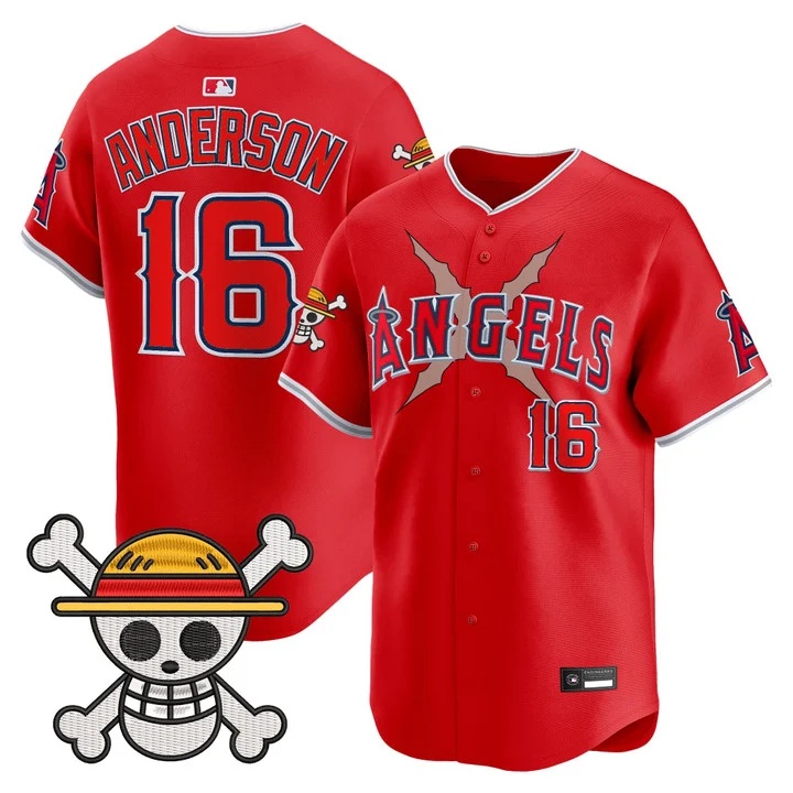 Men's Los Angeles Angels x One Piece Vapor Premier Limited Jersey #16 Garret Anderson