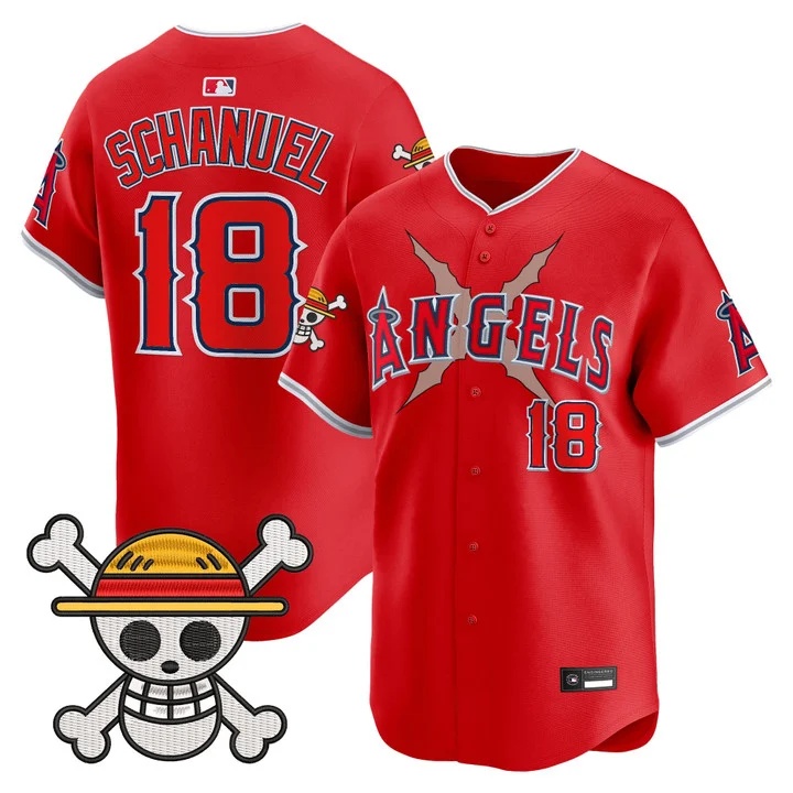 Men's Los Angeles Angels x One Piece Vapor Premier Limited Jersey #18 Nolan Schanuel