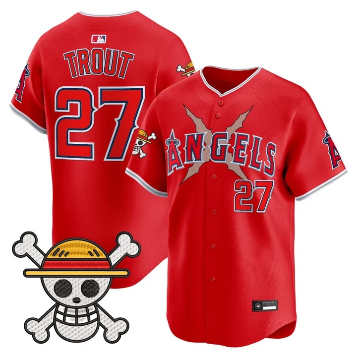 Men's Los Angeles Angels x One Piece Vapor Premier Limited Jersey #27 Mike Trout