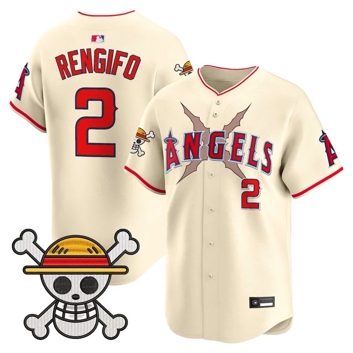 Men's Los Angeles Angels x One Piece Vapor Premier Limited Jersey cream #2 Luis Rengifo