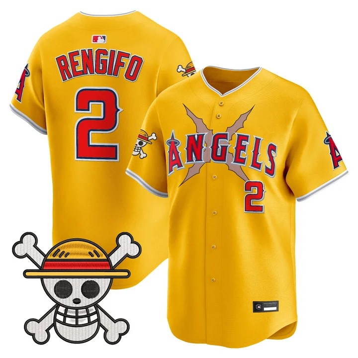 Men's Los Angeles Angels x One Piece Vapor Premier Limited Jersey gold #2 Luis Rengifo