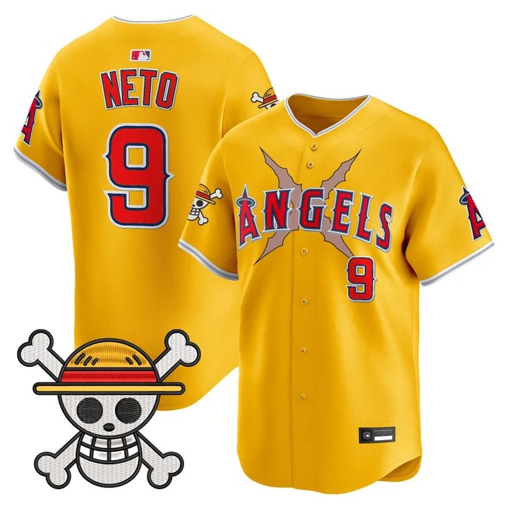 Men's Los Angeles Angels x One Piece Vapor Premier Limited Jersey gold #9 Zach Neto