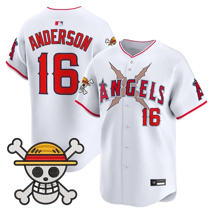 Men's Los Angeles Angels x One Piece Vapor Premier Limited Jersey white #16 Garret Anderson