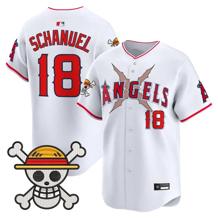 Men's Los Angeles Angels x One Piece Vapor Premier Limited Jersey white #18 Nolan Schanuel
