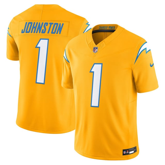 Men's Los Angeles Chargers 2025 Alternate Charger Power Vapor Limited Jersey #1 Quentin Johnston