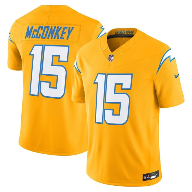Men's Los Angeles Chargers 2025 Alternate Charger Power Vapor Limited Jersey #15 Ladd McConkey