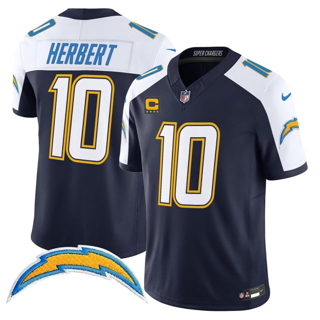 Men's Los Angeles Chargers 2025 Alternate Charger Power Vapor Limited Jersey mavy white #10 Justin Herbert