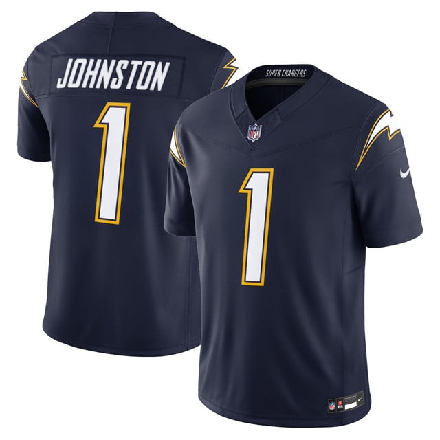 Men's Los Angeles Chargers 2025 Alternate Charger Power Vapor Limited Jersey navy #1 Quentin Johnston