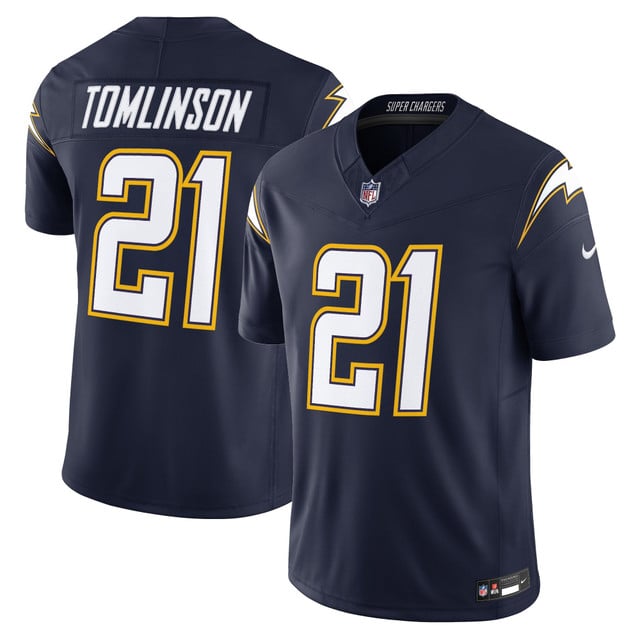 Men's Los Angeles Chargers 2025 Alternate Charger Power Vapor Limited Jersey navy #21 LaDainian Tomlinson