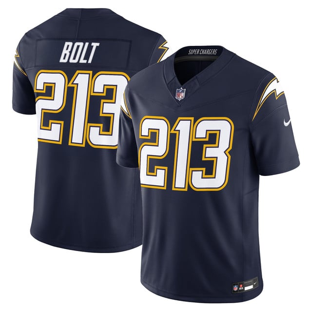 Men's Los Angeles Chargers 2025 Alternate Charger Power Vapor Limited Jersey navy #213 Bolt