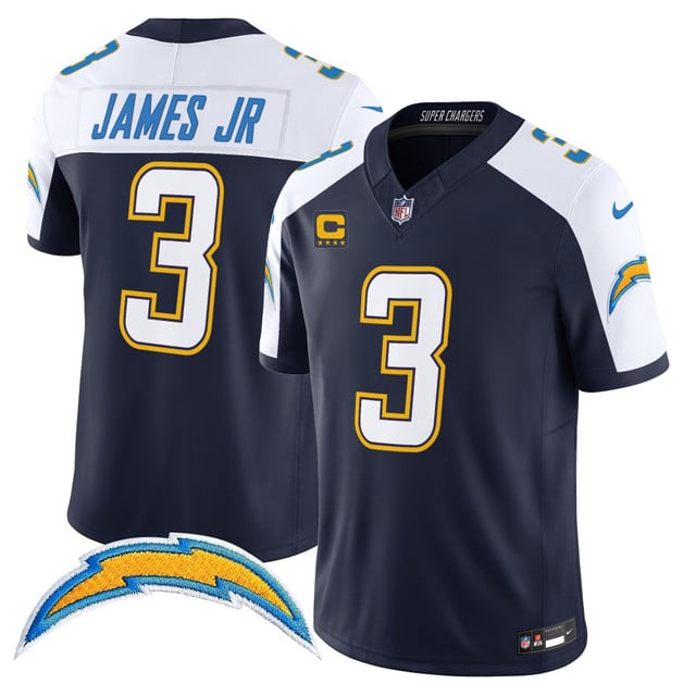 Men's Los Angeles Chargers 2025 Alternate Charger Power Vapor Limited Jersey navy white #3 Derwin James JR.