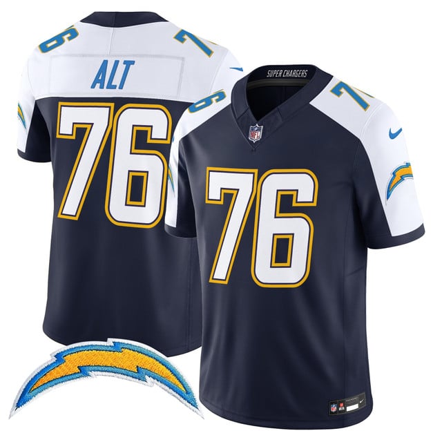 Men's Los Angeles Chargers 2025 Alternate Charger Power Vapor Limited Jersey navy white #76 Joe Alt