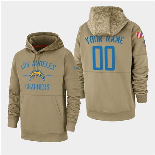 Men's Los Angeles Chargers Custom 2019 Salute to Service Sideline Therma Pullover Hoodie - Tan