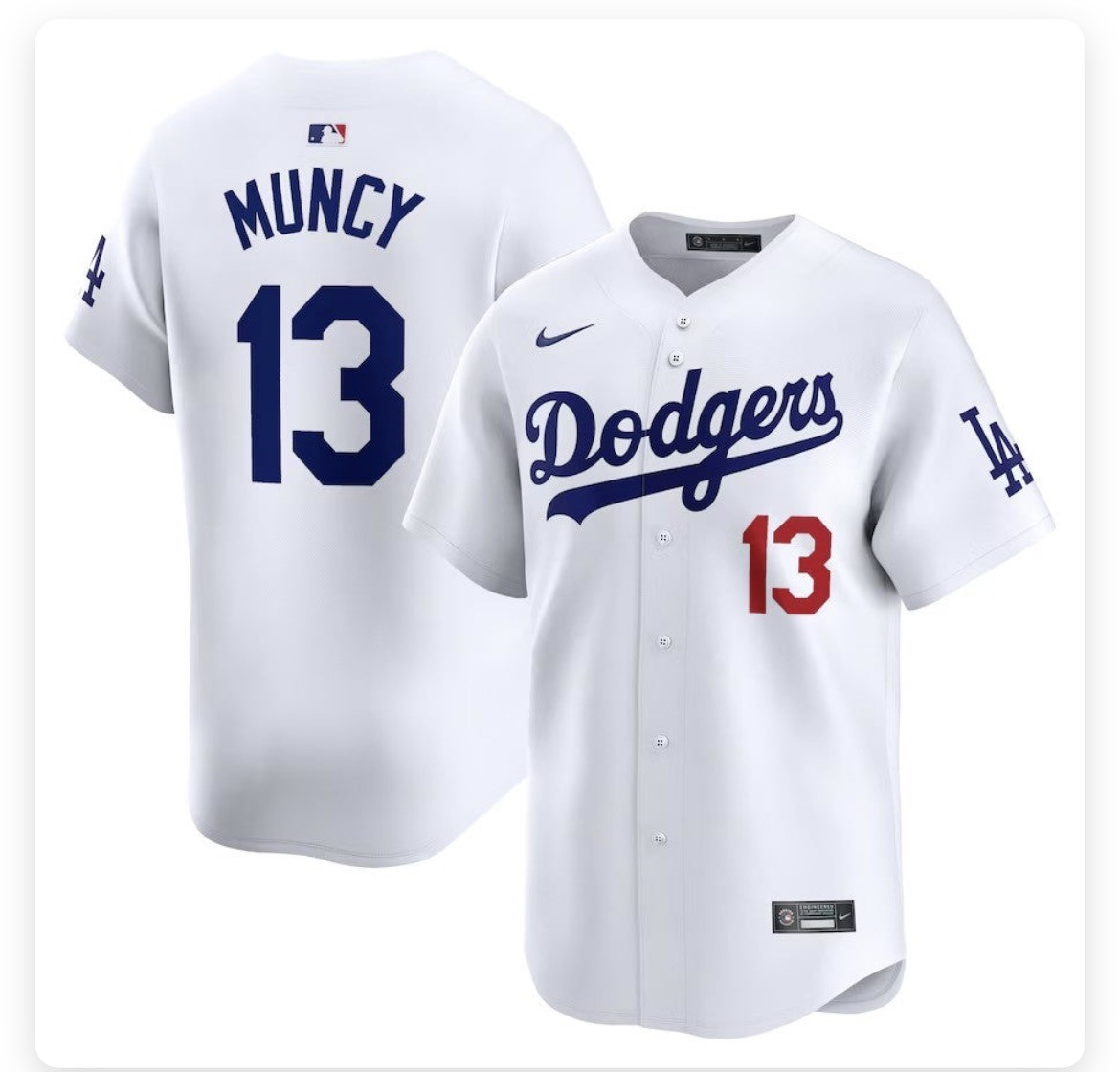 Men's Los Angeles Dodgers #13 Max Muncy Blue Stitched MLB Cool Base Nike Jersey