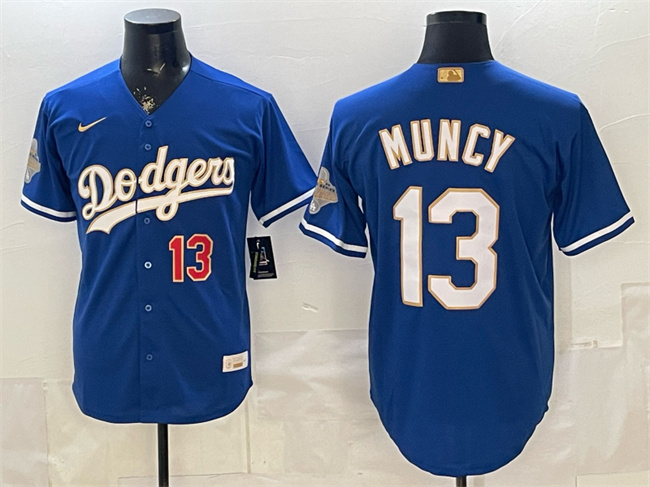 Men's Los Angeles Dodgers #13 Max Muncy Royal 2026 Alternate Gold Collection Stadium Stitched Baseball Jersey
