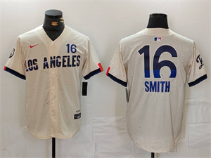 Men's Los Angeles Dodgers #16 Will Smith Cream 2024 City Connect Limited Stitched Jersey