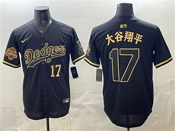 Men's Los Angeles Dodgers #17 ?¤§è°·????13 Black Gold 2025 Back to Back Champions Patch Limited Stitched Baseball Jersey