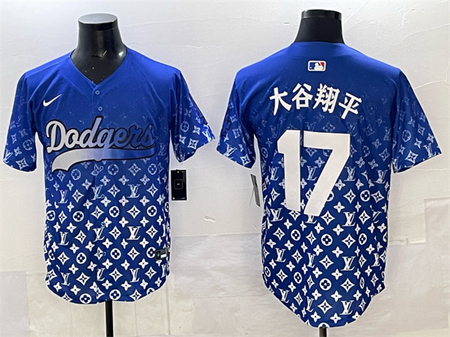 Men's Los Angeles Dodgers #17 ?¤§è°·????13 Blue Limited Stitched Baseball Jersey