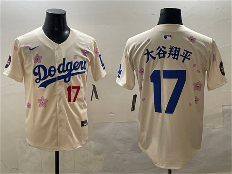 Men's Los Angeles Dodgers #17 ?¤§è°·????13 Cream 2025 Tokyo Series Limited Stitched Baseball Jersey