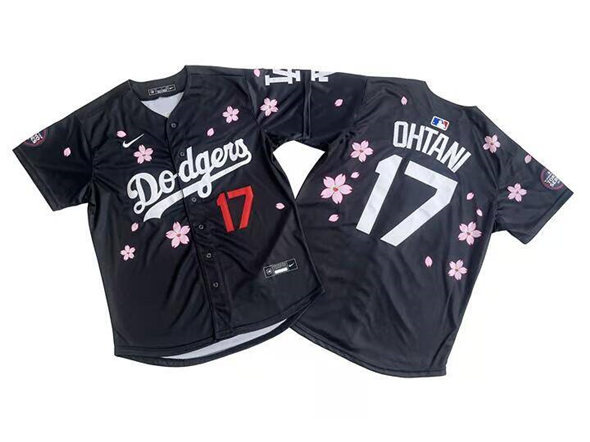 Men's Los Angeles Dodgers #17 Shohei Ohtani Black 2025 Tokyo Series Limited Stitched Baseball Jersey