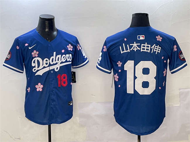 Men's Los Angeles Dodgers #18 ?±±?????±??? Royal 2025 Tokyo Series Limited Stitched Baseball Jersey