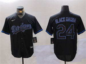 Men's Los Angeles Dodgers #24 Kobe Bryant Black Mamba Lights Out Black Fashion Stitched Cool Base Jerseys