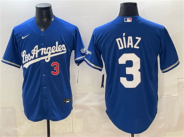 Men's Los Angeles Dodgers #3 Edwin D?-az Royal Alternate Stadium Stitched Baseball Jersey