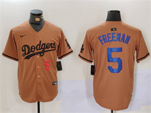Men's Los Angeles Dodgers #5 Freddie Freeman Number Olive Cool Base Limited Stitched Jersey