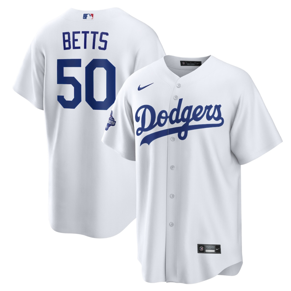 Men's Los Angeles Dodgers #50 Mookie Betts White 2025 World Series Champions Home Cool Base Stitched Baseball Jersey