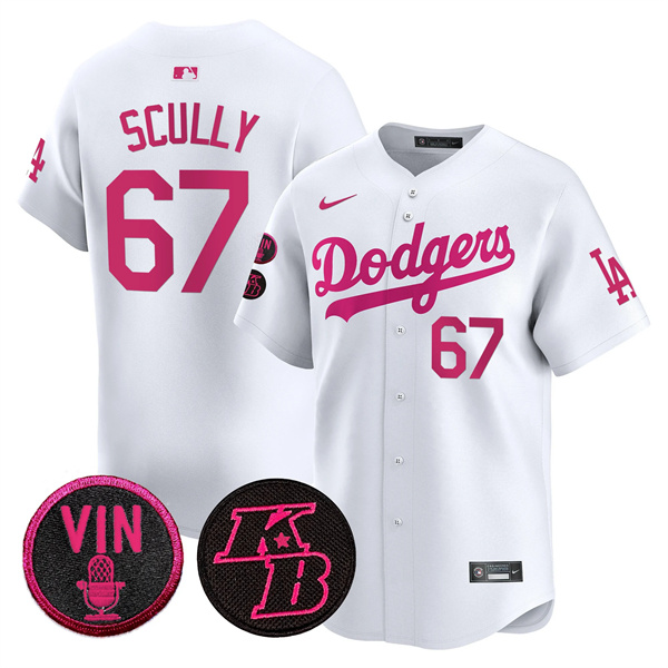 Men's Los Angeles Dodgers #67 Vin Scully White 2026 Mothera??s Day Vapor Premier Limited Stitched Baseball Jersey