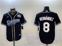 Men's Los Angeles Dodgers #8 Enrique Hern??ndez Black 2024 World Series Cool Base Stitched Baseball Jersey