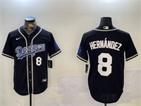 Men's Los Angeles Dodgers #8 Enrique Hern??ndez Black Cool Base Stitched Baseball Jersey