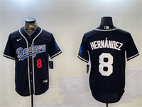 Men's Los Angeles Dodgers #8 Enrique Hern??ndez Black Cool Base Stitched Baseball Jerseys